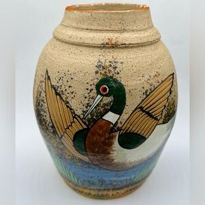 Tonala Handmade Mexican Pottery Mallard Duck Vase 5.25” Tall Hand Painted